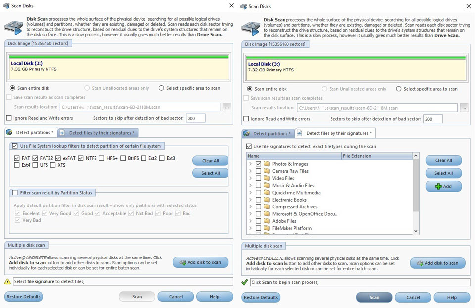 Detect files by signatures